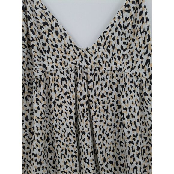 Volcom Leopard Print Babydoll Cami Top Women Size XS Coastal Y2K Boho Festival - Picture 4 of 8